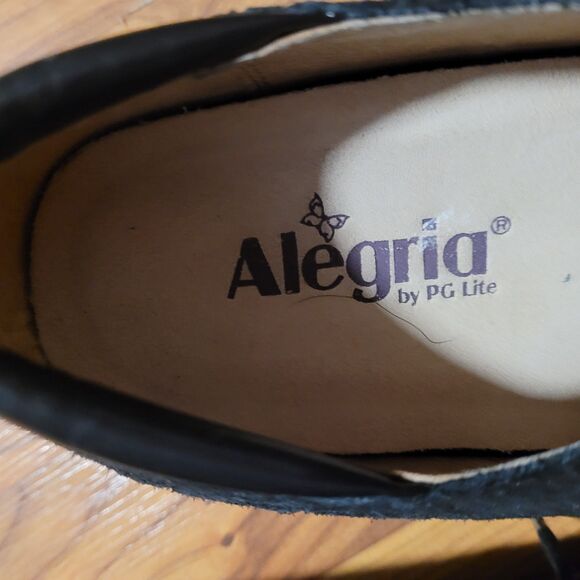 Alegria Brenna Bree Stroll Black Floral Embossed Rocker Suede Shoes 42 11.5 12 - Picture 7 of 8